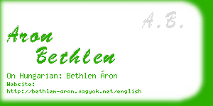 aron bethlen business card